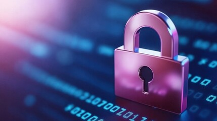 Poster - A glossy padlock overlaid on a digital background, symbolizing cybersecurity and data protection.