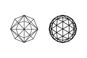 Poster - Abstract Geometrical Shapes With Triangular Facets Modern Minimalist Line Art Style