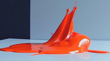 Poster - Dynamic orange paint erupting and flowing on a surface