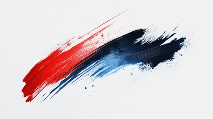Poster - Red and blue brushstrokes on a sleek white minimalist background illustration