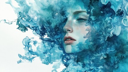 Poster - Turquoise watercolor brushstroke illustration