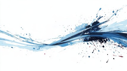 Poster - a blue brush stroke with splatters of paint illustration