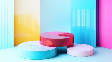 Poster - Colorful 3D pie charts showcasing diverse data representation in a modern design. illustration