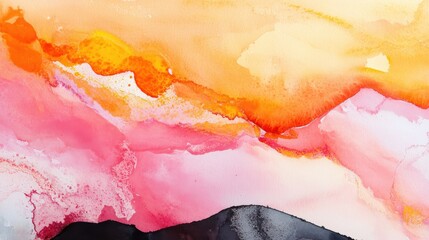 Poster - abstract painted watercolor pastel pink orange background Close-Up illustration