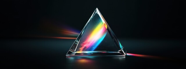 Wall Mural - a prism with rainbow light beams, black background, hyper-realistic, photorealistic, cinematic, high