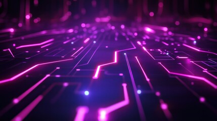 Poster - modern background with glowing neon circuit lines gaming style wallpaper ai generated image