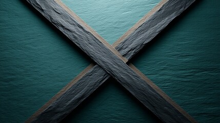Poster - Dark gray slate tiles display a bold geometric pattern atop a vibrant teal background, providing striking contrast for contemporary design applications
