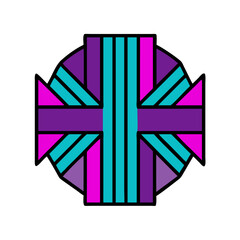 Poster - Abstract Geometric Element Colorful Cross Design On Black Background Illustration