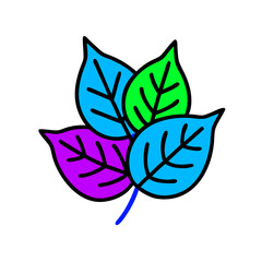 Poster - Vibrant And Colorful Abstract Leaf Illustration Design On Black Background For Creative Projects