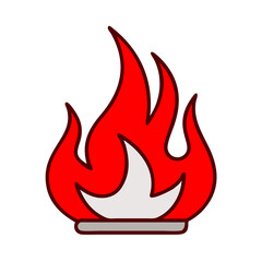 Poster - Stylized Fire Icon Flames Graphic Design On Black Background Simple Vector