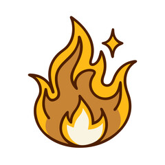 Poster - Cartoon Flame Illustration Golden Fire With Spark Isolated On Black Background