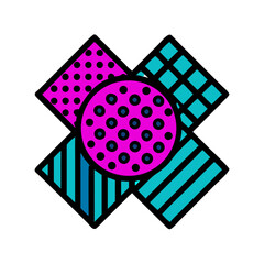 Poster - Retro Abstract Pattern Background With Pink And Blue Geometric Shapes On Black
