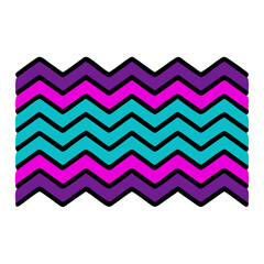 Poster - Retro Zigzag Pattern In Teal Pink And Purple On A Black Background
