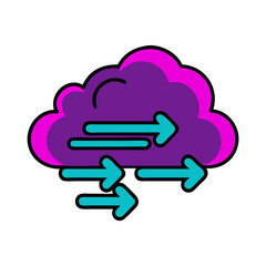 Poster - Cloud Computing Technology With Arrow Direction Vectors And Data Transfer Illustration