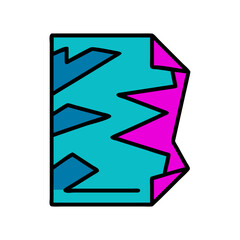 Poster - Abstract Colorful Sheet Of Paper With Decorative Cuts And Folds On Black Background