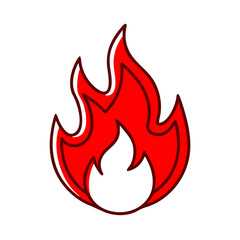 Poster - Red Fire Flame On Black Background Simple Graphic Design Element Illustration