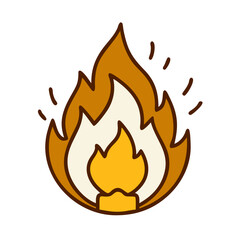 Poster - Stylized Campfire Illustration With Outlines On Black Background Vector Graphic