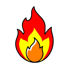 Poster - Stylized Flame Illustration With Orange Yellow And Red Isolated On Black Background