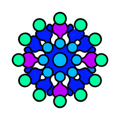 Poster - Abstract Circular Design With Cyan Purple And Blue On Black Background