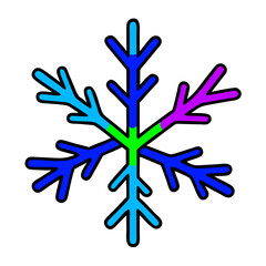 Poster - Brightly Colored Geometric Snowflake Design On Black Background Vector Illustration