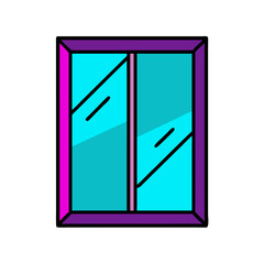Poster - Colorful Window Illustration With Pink And Purple Frame On Black Background