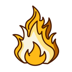 Poster - Cartoon Fire Flame With Dark Outline On Black Background Graphic Element
