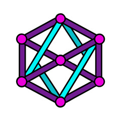 Poster - Abstract Geometric Structure With Lines And Circles On A Black Background