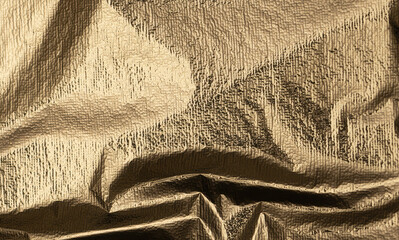Poster - Crumpled brass and gold foil texture with a glossy, polished finish. Shiny, grunge folds and wrinkles create a sparkling, retro design, ideal for Christmas decoration or commercial use. Elegant,.