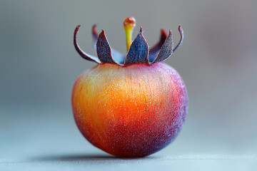 Poster - A single, vibrant berry with a unique crown-like calyx, showcasing autumnal colors and textures.