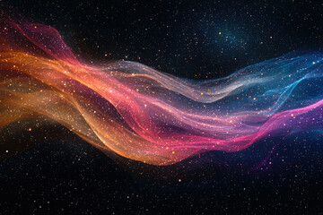 Poster - Celestial waves of vibrant colors and stardust flow through the cosmos, a breathtaking cosmic dance.