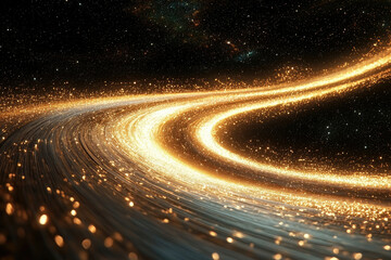 Poster - Golden cosmic trails swirl through the dark universe, a breathtaking celestial spectacle of light and stardust.