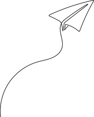 Wall Mural - Continuous Single Line Drawing of Editable Line Paper Plane Isolated on White Background