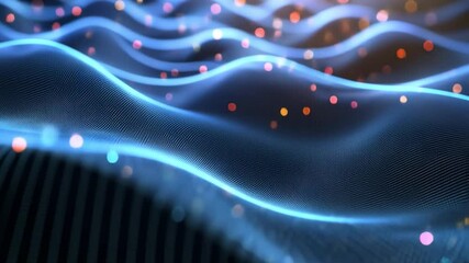 Poster - abstract digital waves: an mesmerizing artwork, featuring swirling blue digital waves infused with g
