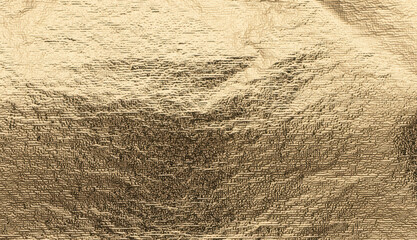 Poster - Dark brass and gold foil texture with a shiny, polished finish. Crumpled and wrinkled design creating a chic, reflective effect. Metallic gleam with a gradient shimmer, perfect for a premium, elegant.