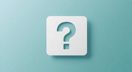 Fototapete - White Question Mark in a Rounded Square on Light Blue Background