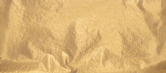 Aufkleber - gold foil background with wrinkled texture and soft matte finish. reflective metallic sheet with gra