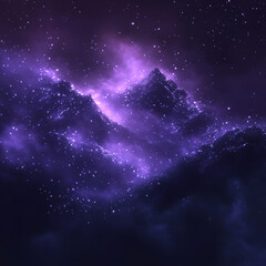 Wall Mural - sparkly purple smoke cloud or fog on dark background. magical mist with glowing particles and stars.