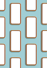 Poster - Phone mockup with many smartphones arranged in a vertical pattern, displaying clean, empty frames. A minimal, creative design showcasing modern technology with an abstract, contemporary feel..