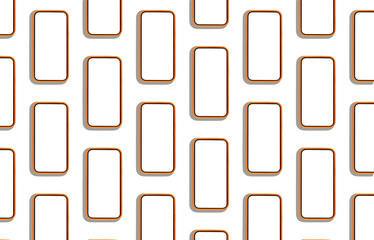 Poster - Phone mockup with multiple mobile screens arranged in a row, displaying clean, empty frames. A repeating pattern of blank smartphone displays in a minimal, creative design. Captured from an overhead.