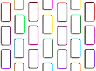 Poster - Phone mockup with multiple smartphones arranged in a repeating pattern, displaying clean, blank screens. A colorful, creative design perfect for advertising and promotions, set against an isolated.