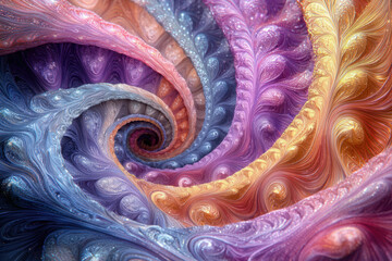 Aufkleber - A mesmerizing fractal spiral showcasing vibrant, swirling colors and intricate patterns, evoking a sense of depth and wonder.