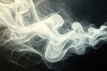 Aufkleber - Abstract art depicting swirling, ethereal smoke or clouds in shades of white and grey on a dark background.