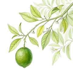 lime tree branch with leaves