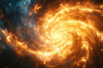 Poster - A fiery cosmic swirl, a nebula of intense energy and vibrant colors, swirling in a mesmerizing vortex.