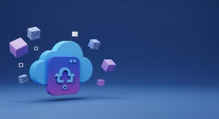 Poster - Cloud Computing Data Transfer and Storage 3D Render Illustration