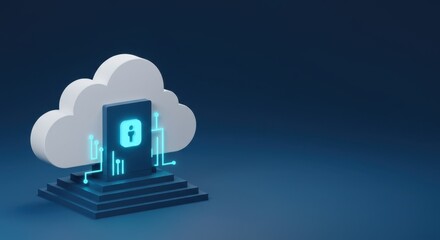 Poster - Cloud Computing Data Security and Privacy 3D Render Digital Illustration