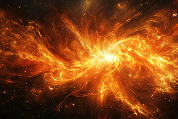 Poster - Fiery cosmic nebula swirls with incandescent energy, a breathtaking display of celestial fire and stardust.