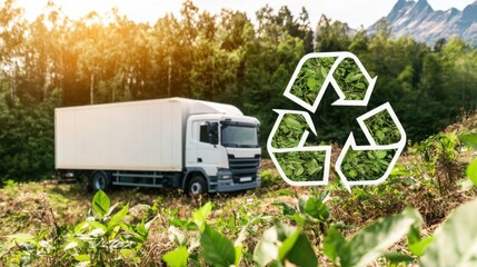 Poster - A truck displaying a recal symbol on the front to indicate eco-friendly transportation practices