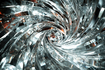 Poster - Abstract swirling vortex of translucent glass or crystal, creating a mesmerizing, reflective pattern.