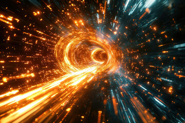 Poster - A mesmerizing journey through a swirling, glowing tunnel of light and energy, evoking a sense of speed and wonder.
